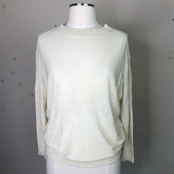 INHABIT cream linen crew neck light weight sweater - Picture 7 of 15